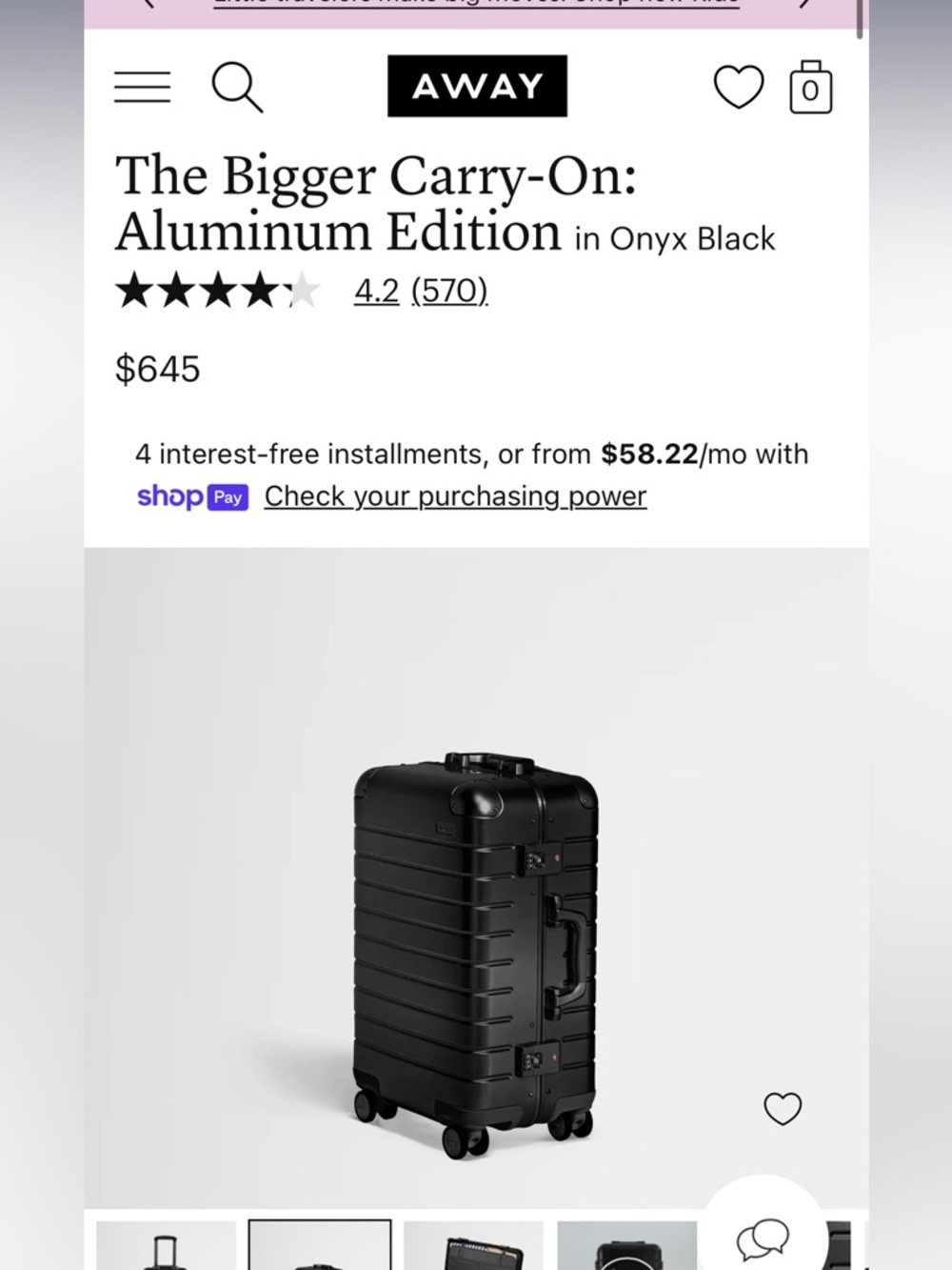 Away The Bigger Carry-On Aluminum Edition in Onyx Black - Picture 2 of 6
